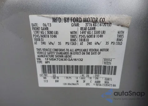 2014 Ford Explorer Xlt from USA, damaged, VIN 1FM5K7D83EGA16132